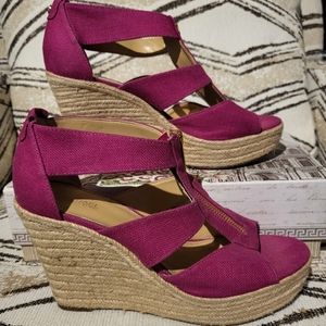 Michael Kors Berkley Espadrille Wedge Fuschia sandals